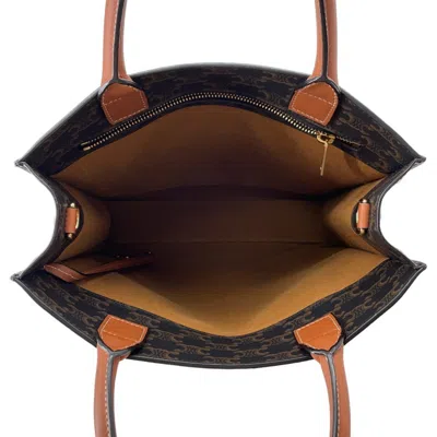 Pre-owned Celine Cabas Gold Canvas Leather Tote Bag ()