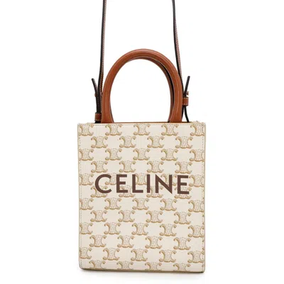 Pre-owned Celine Cabas White Leather Pvc Shoulder Bag Tote Bag ()