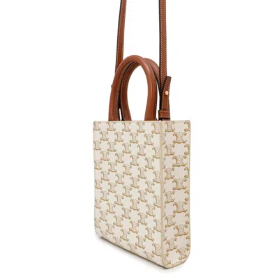Pre-owned Celine Cabas White Leather Pvc Shoulder Bag Tote Bag ()