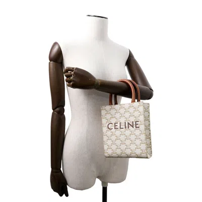 Pre-owned Celine Cabas White Leather Pvc Shoulder Bag Tote Bag ()