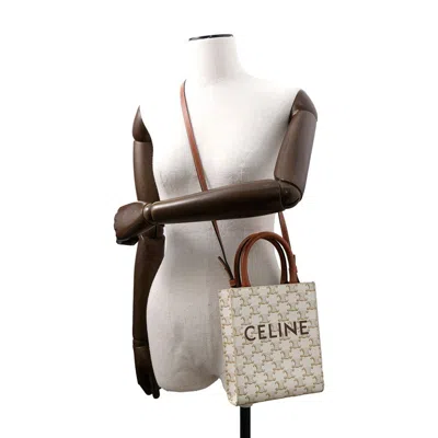 Pre-owned Celine Cabas White Leather Pvc Shoulder Bag Tote Bag ()