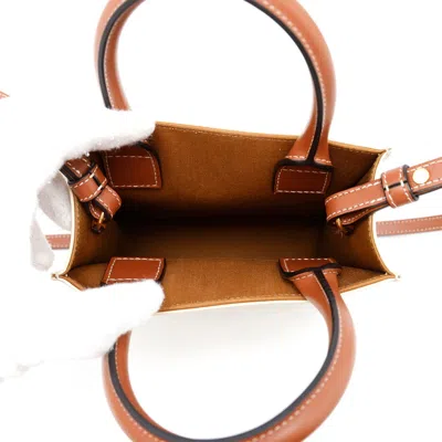 Pre-owned Celine Cabas White Leather Pvc Shoulder Bag Tote Bag ()