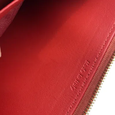 Pre-owned Celine Red Color Leather Long Wallet (bi-fold) ()
