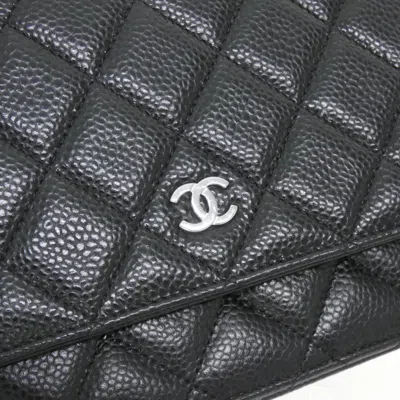 Pre-owned Chanel Black Bordeaux Grained Calfskin Chain/shoulder Wallet () In Multi