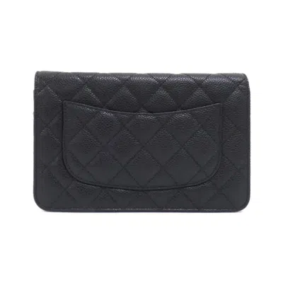Pre-owned Chanel Black Bordeaux Grained Calfskin Chain/shoulder Wallet () In Multi