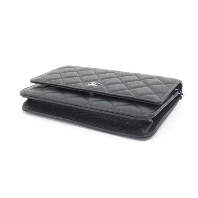 Pre-owned Chanel Black Bordeaux Grained Calfskin Chain/shoulder Wallet () In Multi
