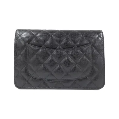 Pre-owned Chanel Black Bordeaux Grained Calfskin Chain/shoulder Wallet () In Multi