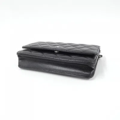 Pre-owned Chanel Black Bordeaux Grained Calfskin Chain/shoulder Wallet () In Multi