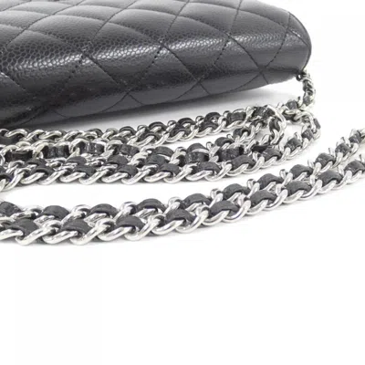 Pre-owned Chanel Black Bordeaux Grained Calfskin Chain/shoulder Wallet () In Multi