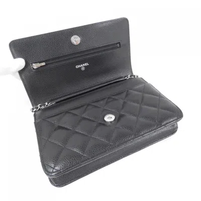 Pre-owned Chanel Black Bordeaux Grained Calfskin Chain/shoulder Wallet () In Multi