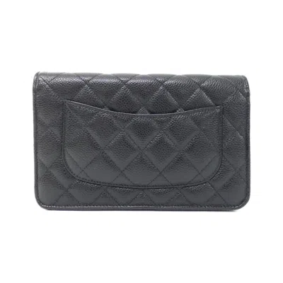 Pre-owned Chanel Black Bordeaux Grained Calfskin Chain/shoulder Wallet () In Multi