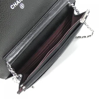 Pre-owned Chanel Black Bordeaux Grained Calfskin Chain/shoulder Wallet () In Multi