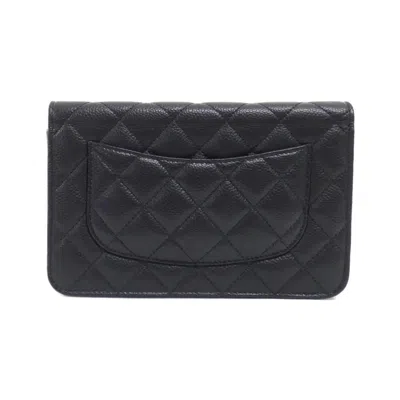 Pre-owned Chanel Black Bordeaux Grained Calfskin Chain/shoulder Wallet () In Multi