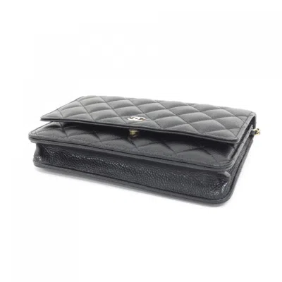 Pre-owned Chanel Black Bordeaux Grained Calfskin Chain/shoulder Wallet () In Multi