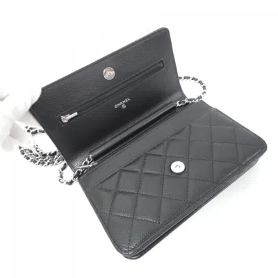 Pre-owned Chanel Black Bordeaux Grained Calfskin Chain/shoulder Wallet () In Multi