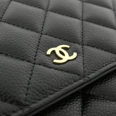 Pre-owned Chanel Black Bordeaux Grained Calfskin Chain/shoulder Wallet () In Multi
