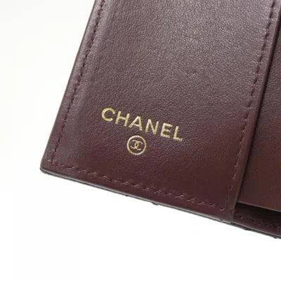 Pre-owned Chanel Black Bordeaux Grained Calfskin Wallet (tri-fold) () In Multi