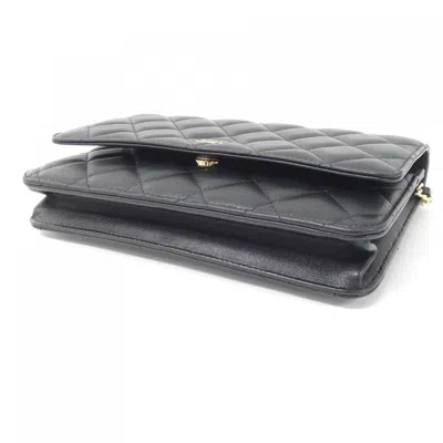 Pre-owned Chanel Black Bordeaux Leather Chain/shoulder Wallet () In Multi