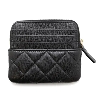 Pre-owned Chanel Black Grained Calfskin Coin Purse/coin Case ()