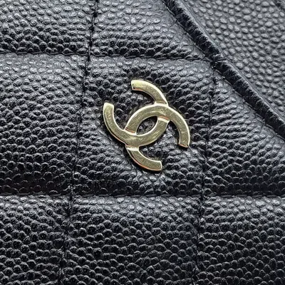 Pre-owned Chanel Black Grained Calfskin Coin Purse/coin Case ()
