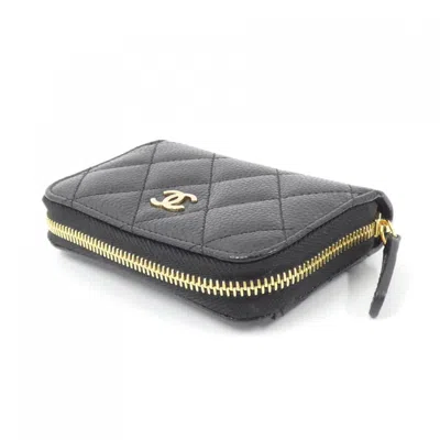 Pre-owned Chanel Black Grained Calfskin Coin Purse/coin Case ()