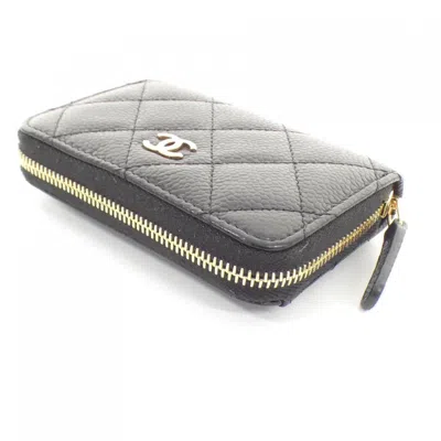 Pre-owned Chanel Black Grained Calfskin Coin Purse/coin Case ()