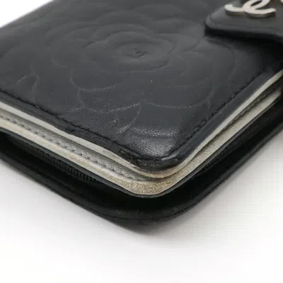 Pre-owned Chanel Camellia Black Wallet (bi-fold) ()