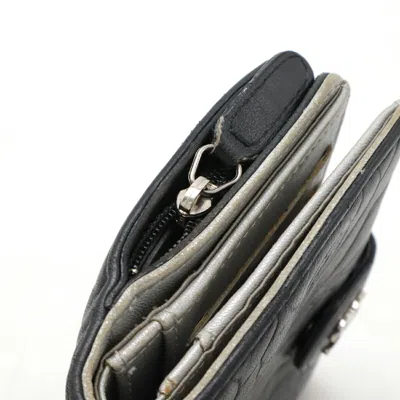 Pre-owned Chanel Camellia Black Wallet (bi-fold) ()