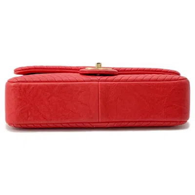 Pre-owned Chanel Chevron (v Stitch) Red Color Leather Shoulder Bag ()