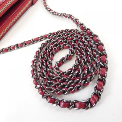 Pre-owned Chanel Red Color Chain/shoulder Wallet ()