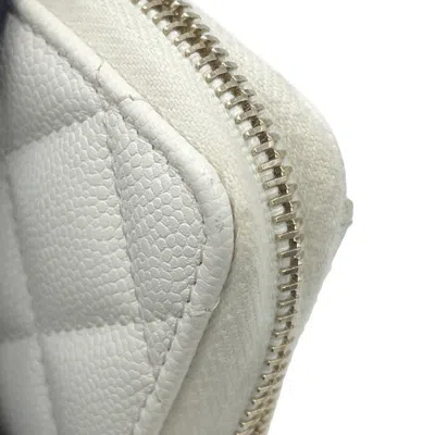 Pre-owned Chanel White Grained Calfskin Coin Purse/coin Case ()