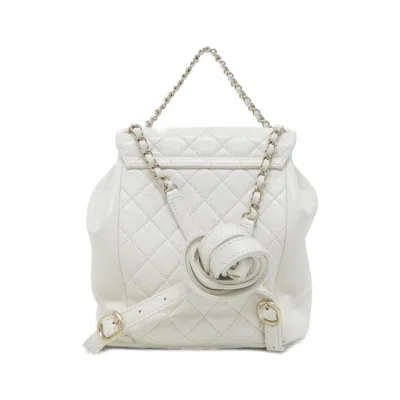 Pre-owned Chanel White Leather Backpack ()