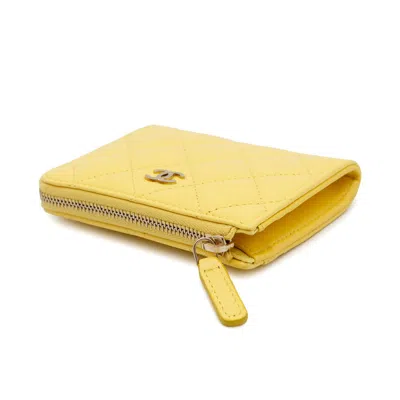 Pre-owned Chanel Yellow Grained Calfskin Coin Purse/coin Case ()