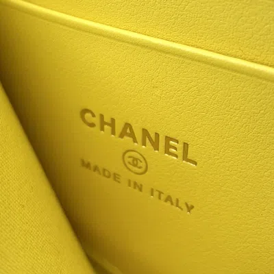 Pre-owned Chanel Yellow Grained Calfskin Coin Purse/coin Case ()