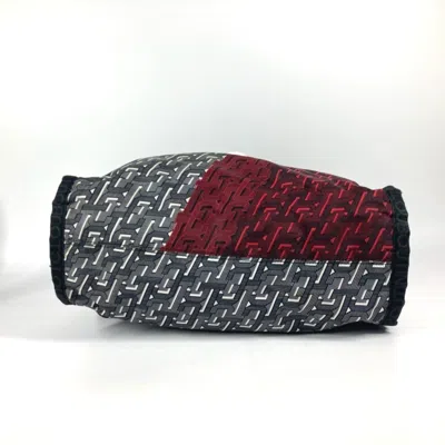 Pre-owned Christian Louboutin Black Red Color White Nylon Handbag Shoulder Bag Tote Bag ()