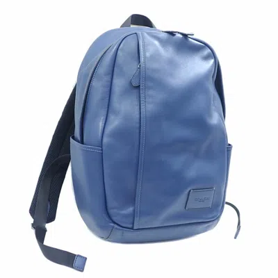 Pre-owned Coach Blue Canvas Leather Backpack ()