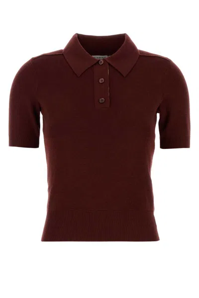 Burberry Bordeaux Wool Polo Shirt Women In Burgundy