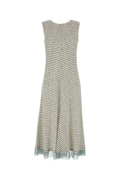 Fendi Printed Silk Dress In Gray