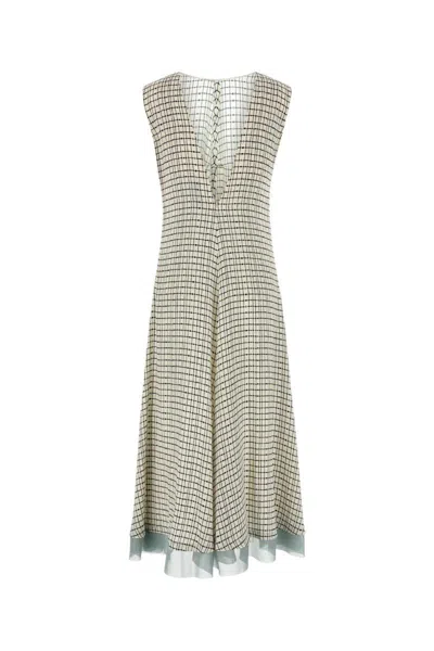 Fendi Printed Silk Dress In Gray