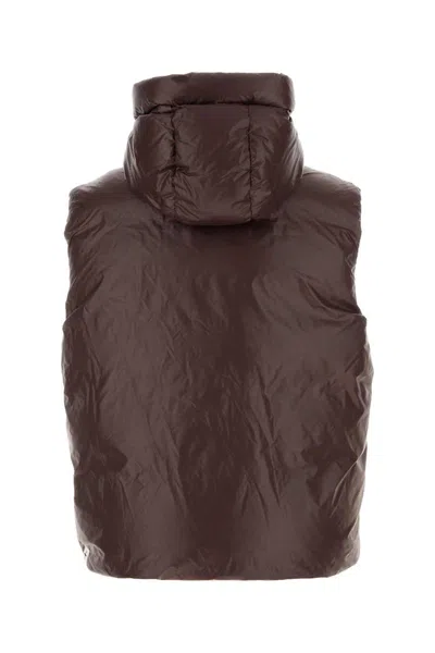 Jil Sander Brown Nylon Sleeveless Down Jacket In Brown