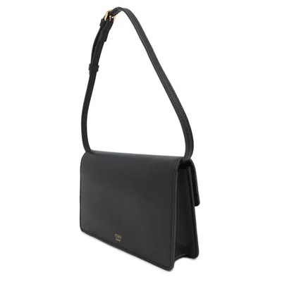 Pre-owned Fendi Black Leather Chain/shoulder Wallet ()