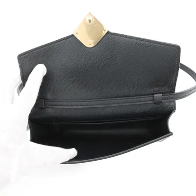 Pre-owned Fendi Black Leather Chain/shoulder Wallet ()