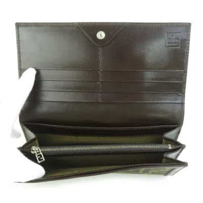 Pre-owned Fendi Brown Canvas Leather Long Wallet (bi-fold) ()