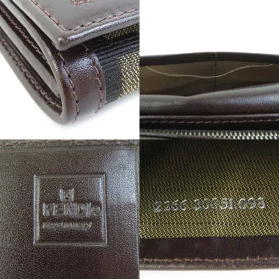 Pre-owned Fendi Brown Canvas Leather Long Wallet (bi-fold) ()