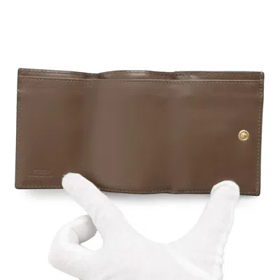 Pre-owned Fendi Zucca Black Brown Zucca Wallet (tri-fold) () In Multi