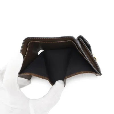 Pre-owned Fendi Zucca Black Brown Zucca Wallet (tri-fold) () In Multi