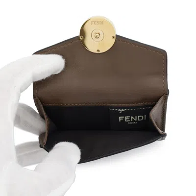 Pre-owned Fendi Zucca Black Brown Zucca Wallet (tri-fold) () In Multi