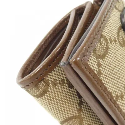 Pre-owned Gucci Beige Brown Gg Canvas Leather Wallet (tri-fold) () In Multi