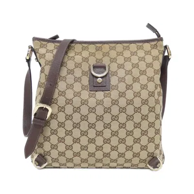 Pre-owned Gucci Beige Brown Gg Canvas Shoulder Bag ()