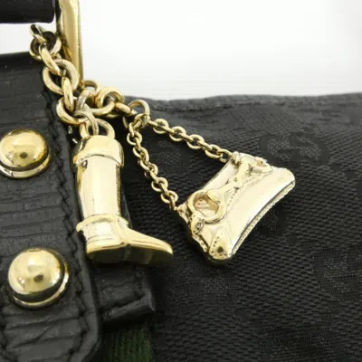 Pre-owned Gucci Black Green Red Color Gg Canvas Shoulder Bag ()